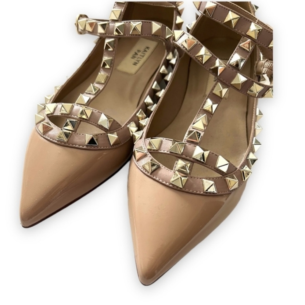 Kaitlyn Pan Patent Nude Rockstud Flats 7